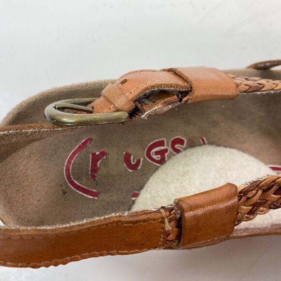 Leather Woven Klogs Size 8M Wedge Sandals Shoes Buckle Suede Insoles Slip Resist - Picture 6 of 12